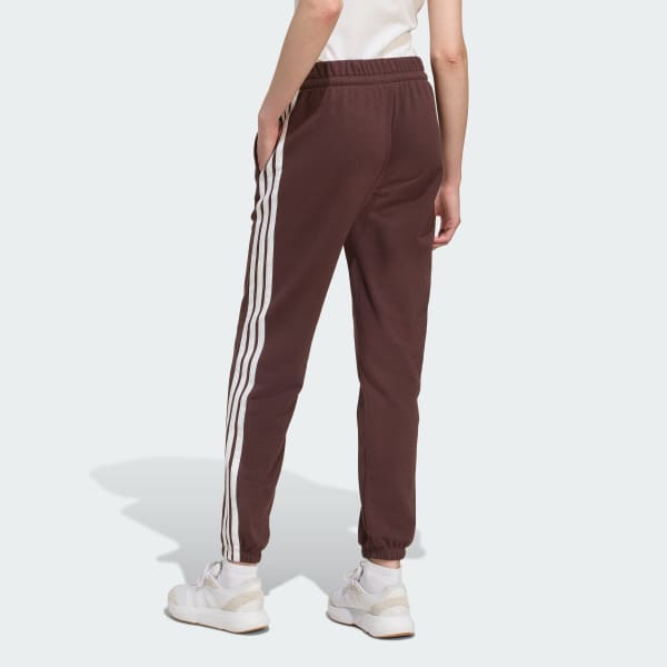 Brown Essentials 3-Stripes French Terry Cuffed Pants
