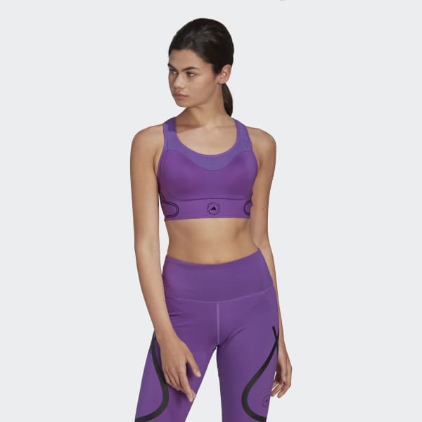 Adidas By Stella Mccartney Truepace High-impact Moulded-cup Sports Bra In  Dark Grey