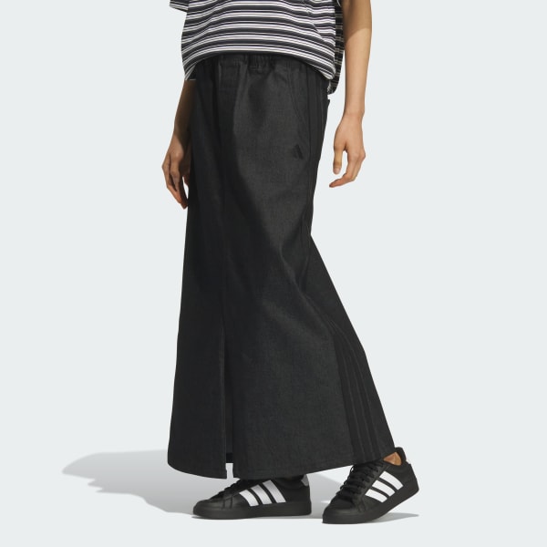 Black STADIUM CHROME DENIM LOOSE FIT SKIRT