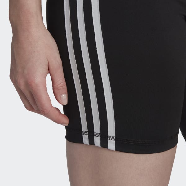 Czerń Training Essentials 3-Stripes High-Waisted Short Leggings