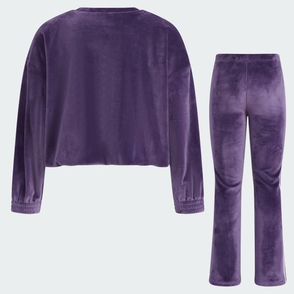 adidas Two-Piece Crewneck Velour Set - Purple | Free Shipping with ...