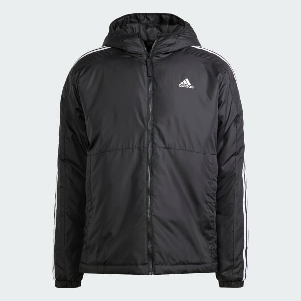 Negro Chaqueta Térmica Essentials 3 Tiras con Capucha