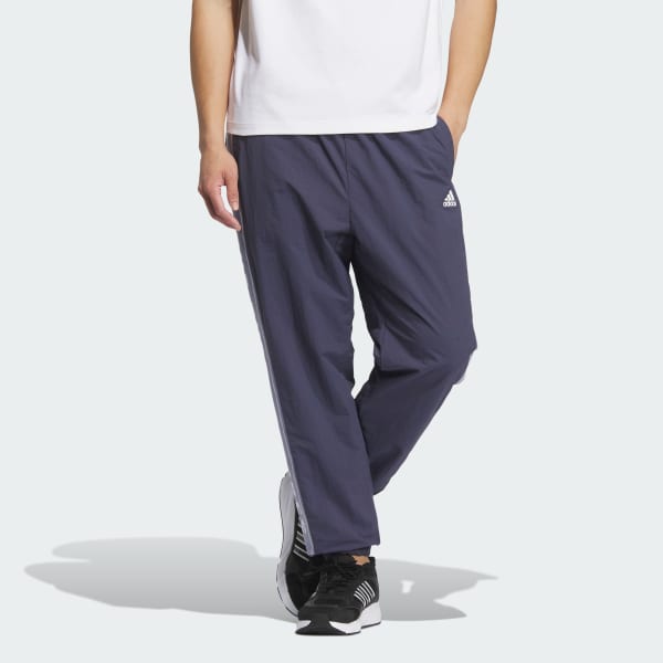Blau Wording Loose Fit Wrinkled Nylon Woven Brushed Tricot Lined Pants (Gender Neutral)