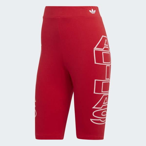 Rot Mid-Waist Letter Radlerhose