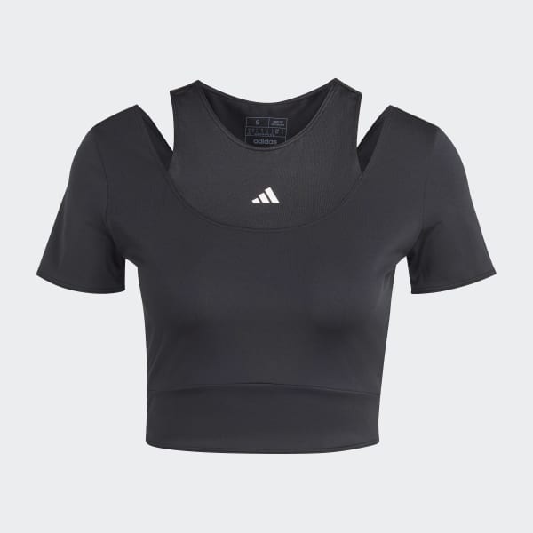 Czerń HIIT AEROREADY Crop Training Tee