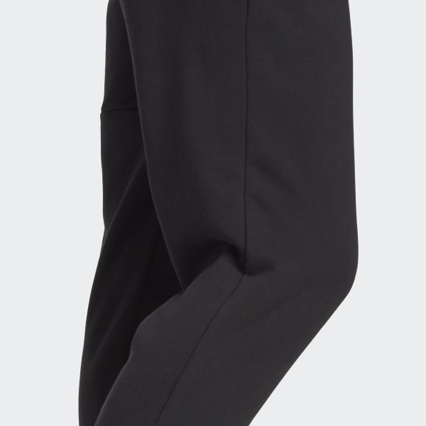 Black Essentials French Terry Tapered Cuff Logo Pants