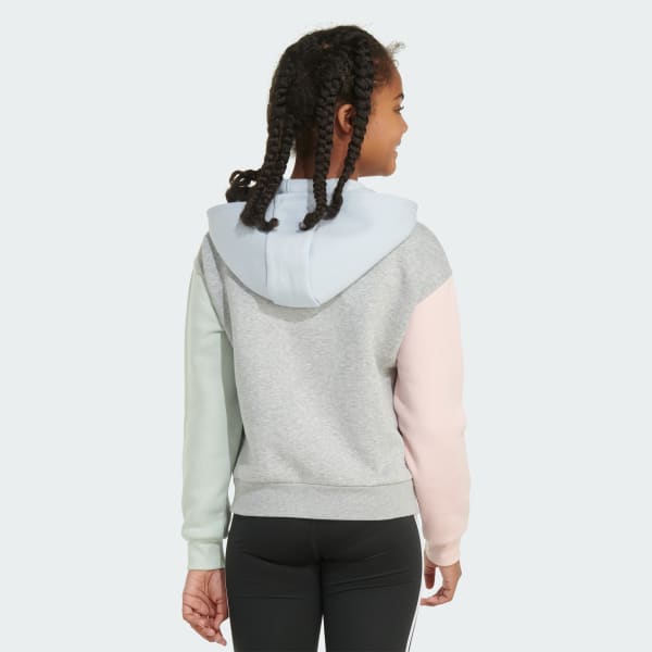 Grey adidas Long Sleeve Colorblock Pullover Hoodie
