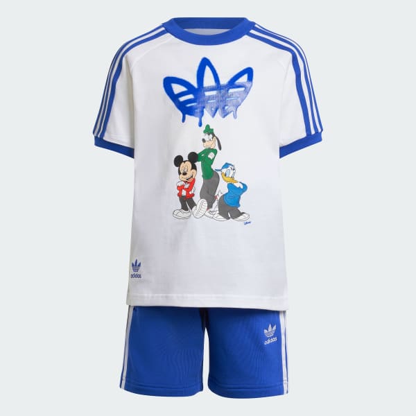 White adidas x Disney Mickey Mouse Shorts Tee Set Kids