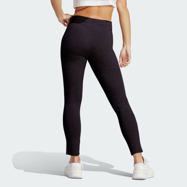 Adidas Leggings Womens Small Essential Low Rise Black 3 Stripes Cotton Blend