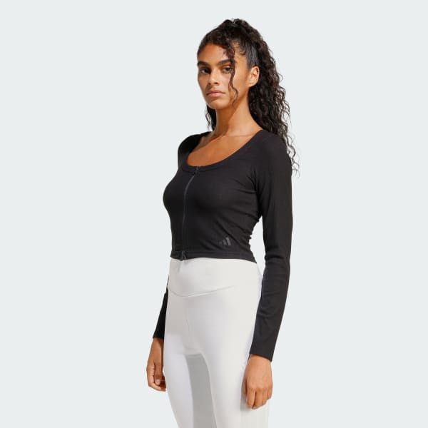 Negro Chaqueta de punto de canalé Seasonal Essentials