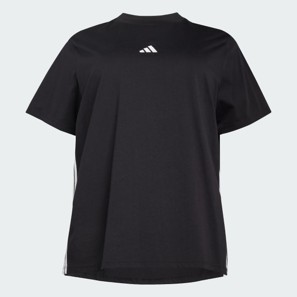 Svart Essentials 3-Stripes Cotton T-shirt (Plus Size)
