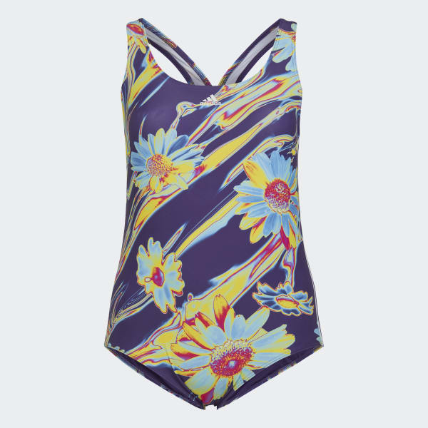Μωβ Positivisea 3-Stripes Graphic Swimsuit (Plus Size) TL443