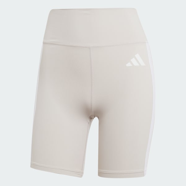 Beige Leggings courts à 3 bandes Optime Essentials