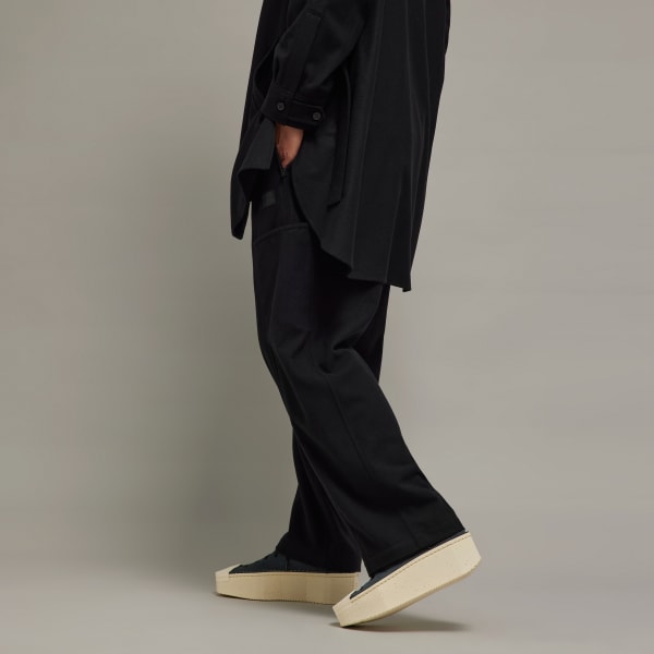 Black Y-3 Wool Flannel Straight-Leg Pants