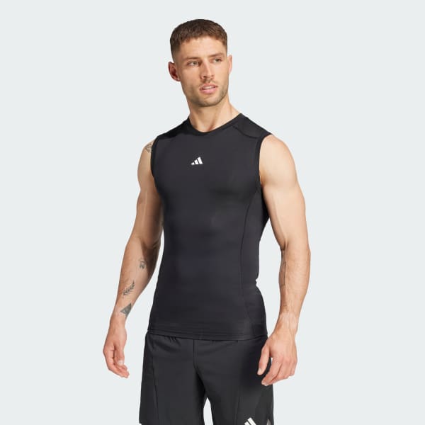 Negro Polera sin mangas de Entrenamiento TECHFIT de Compresión