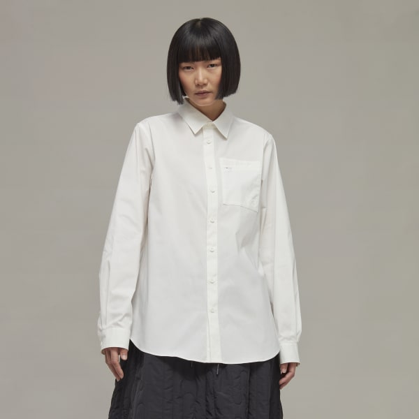 White Y-3 Classic Chest Logo Button-Down Long-sleeve Top MMB29