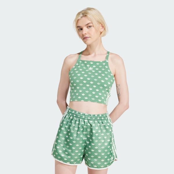 Green Monogram 3-Stripes Crop Top