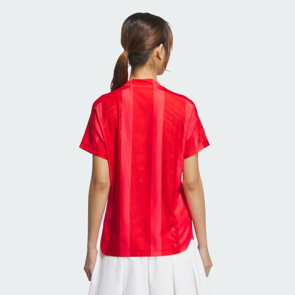 Red AEROREADY Adizero Bodymapping Jacquard Mock Neck Short Sleeve Shirt