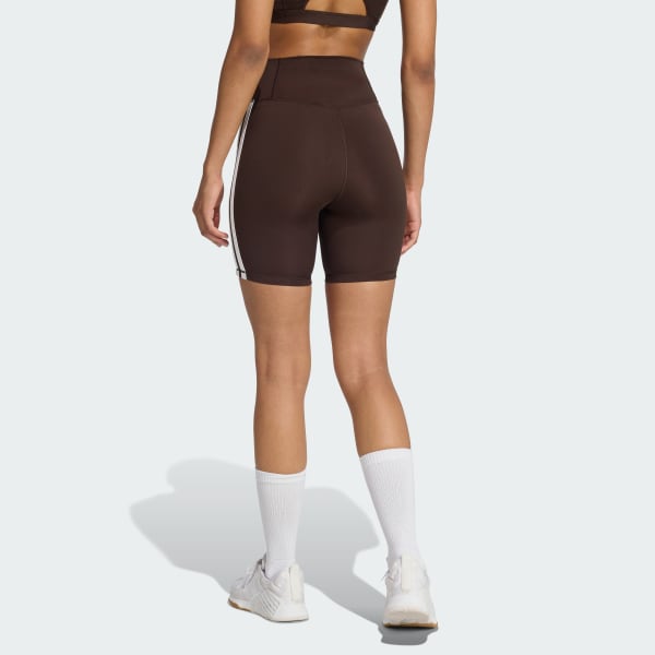 Brown Optime Essentials 3-Stripes Short Leggings