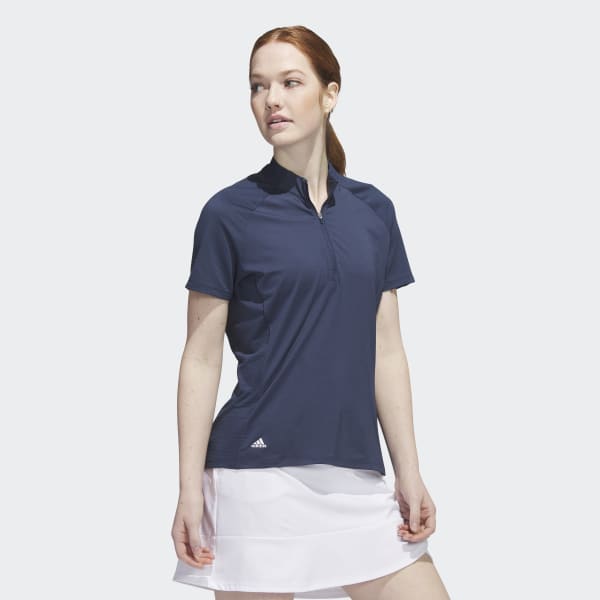 Blue Quarter-Zip Mock Neck Polo Shirt