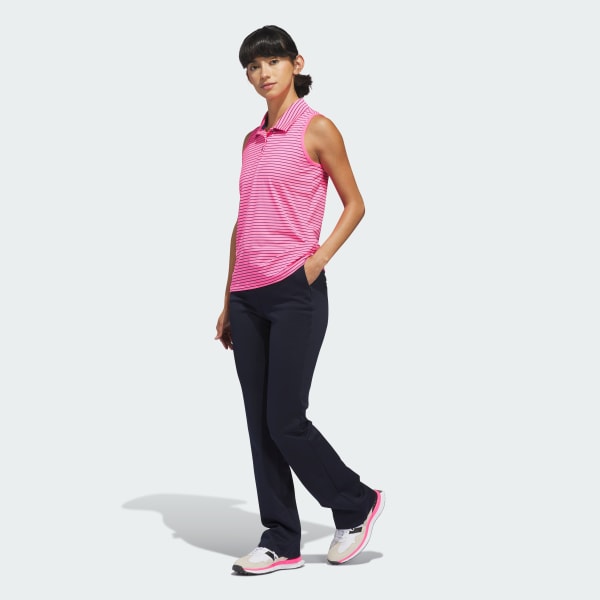 adidas Performance Stripe Sleeveless Polo Shirt - Pink | Free