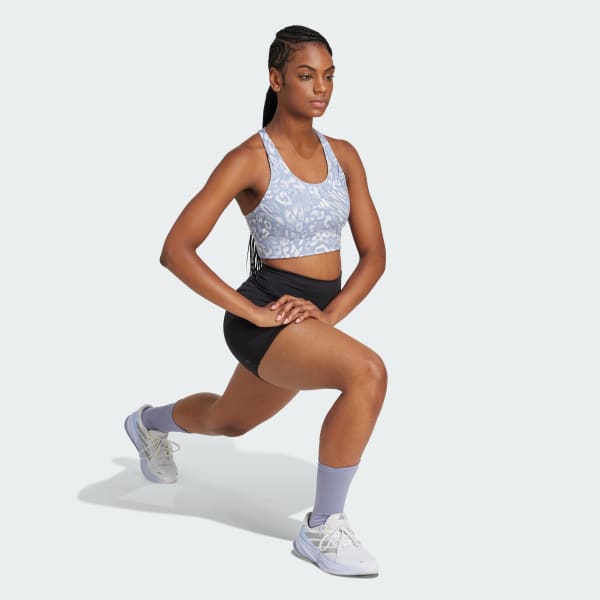 Grey Own the Run Pocket Medium Support Print Bra