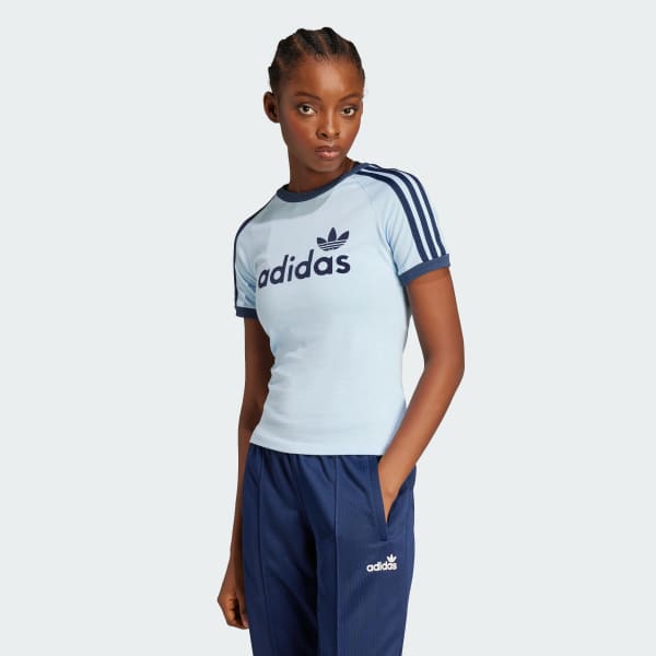 Bleu T-shirt graphique Linear Cali