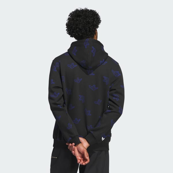 Adidas Shmoofoil Allover Print Hoodie Men Black Royal Blue S
