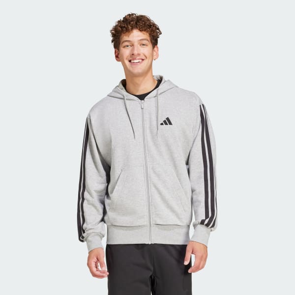 sedá Mikina Essentials 3-Stripes French Terry Full-Zip