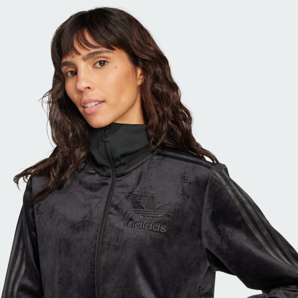 アディダス アディカラー ベロア トラックトップ - ブラック