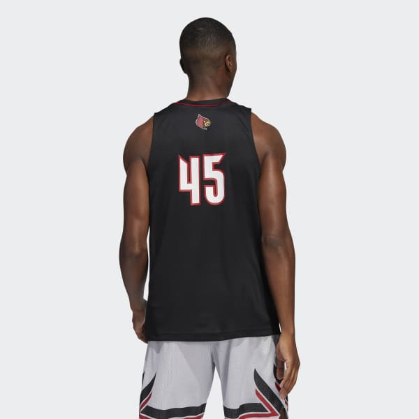 Men's adidas #45 Black Louisville Cardinals Swingman Basketball Jersey