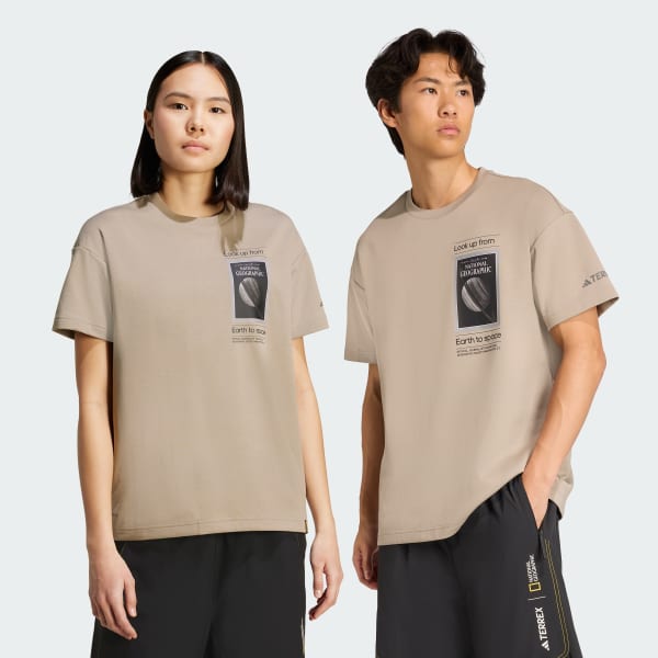 Beige adidas National Geographic UF AEROREADY Graphic T-Shirt