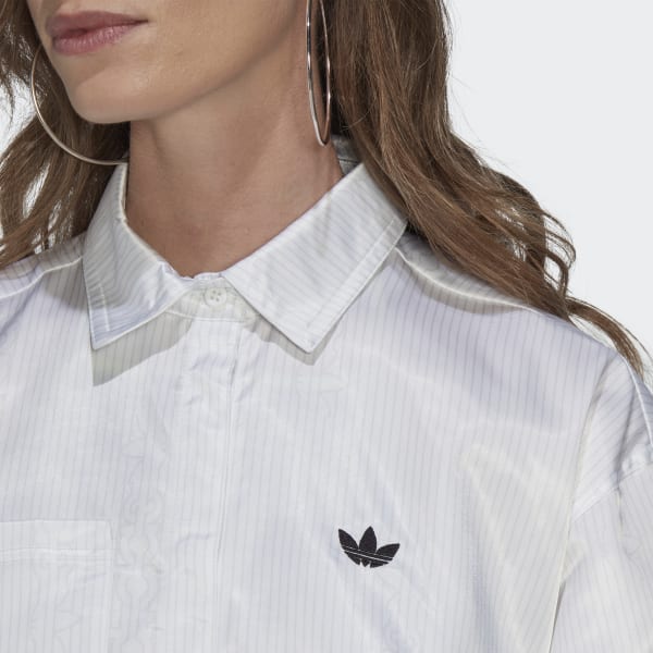 Blanco Camisa Holgada Estampada CS948