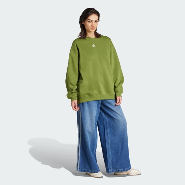 Essentials Fleece Long Oversized Crew Sweatshirt