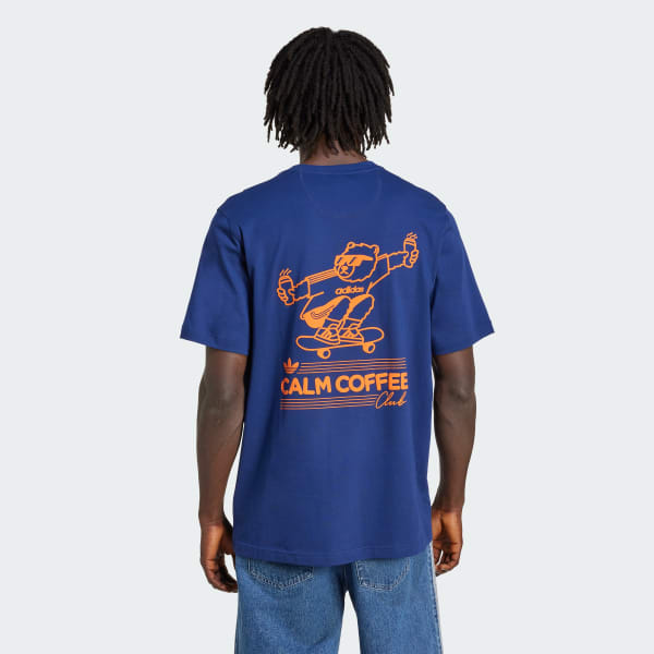 Blauw Calm Coffee Bear Graphic T-shirt
