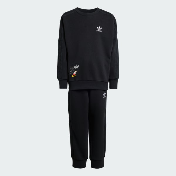 ブラック adidas × Disney ミッキーマウス クルーネックセットアップ キッズ