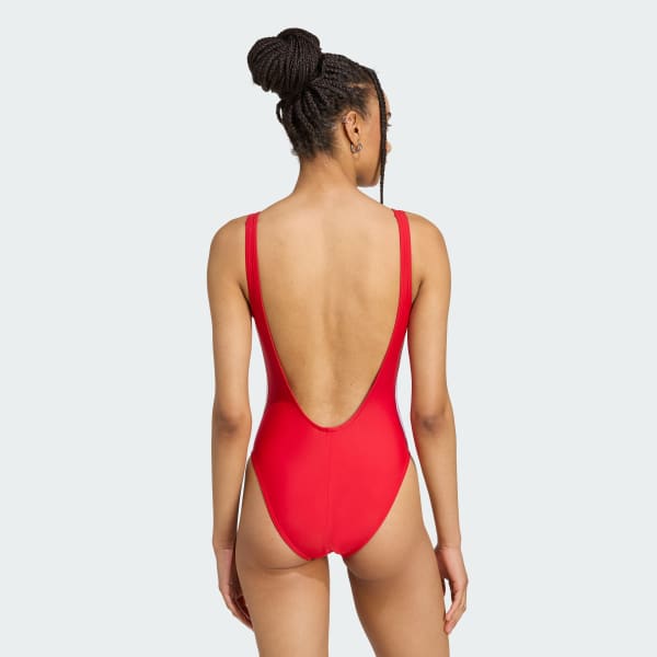 Rojo Traje de Natación Adicolor 3 Tiras
