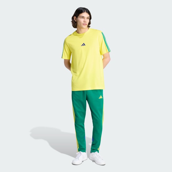 Amarelo Camiseta em Malha Simples Essentials Três Listras