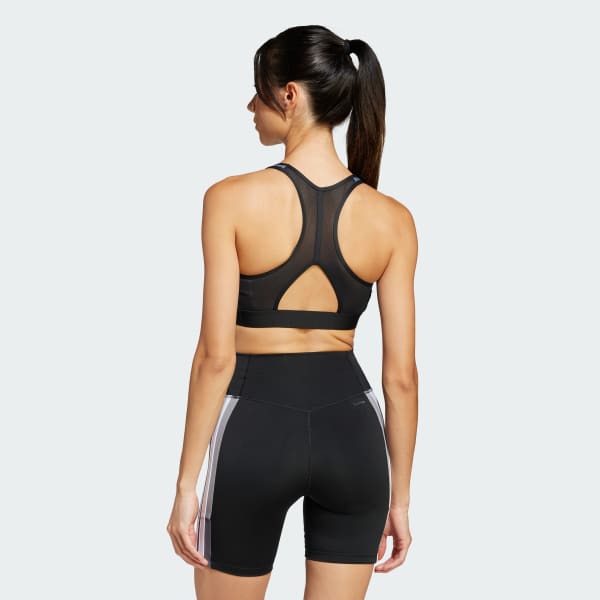 Black Powerreact Train Medium Support 3-Stripes Bra