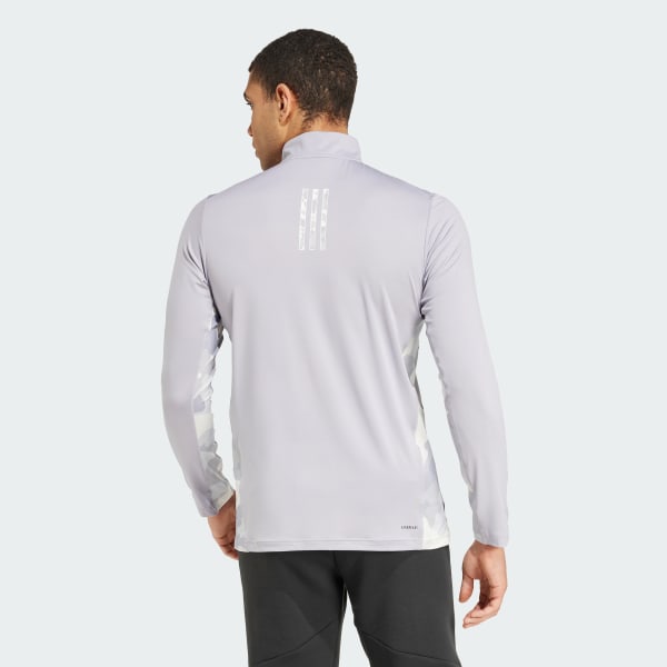 Grijs Train Essentials Camo Training Longsleeve met Korte Rits