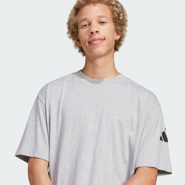 adidas Essentials Loose Fit 3 Bar Logo Tee - Grey | Free