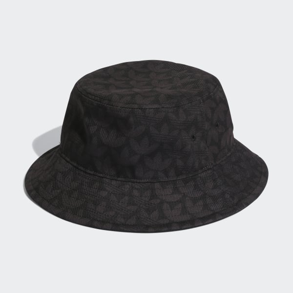 Black Monogram Print Bucket Hat