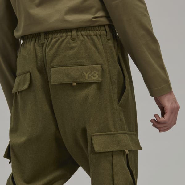 Green Classic Wool Flannel Cargo Pants