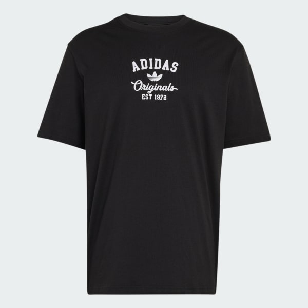 สีดำ เสื้อยืดพิมพ์ลายทรงหลวม COLLEGIATE 11