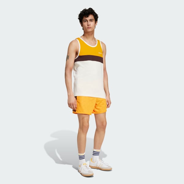 Blanco Polera sin Mangas Premium Cut Line 80s Acanalada