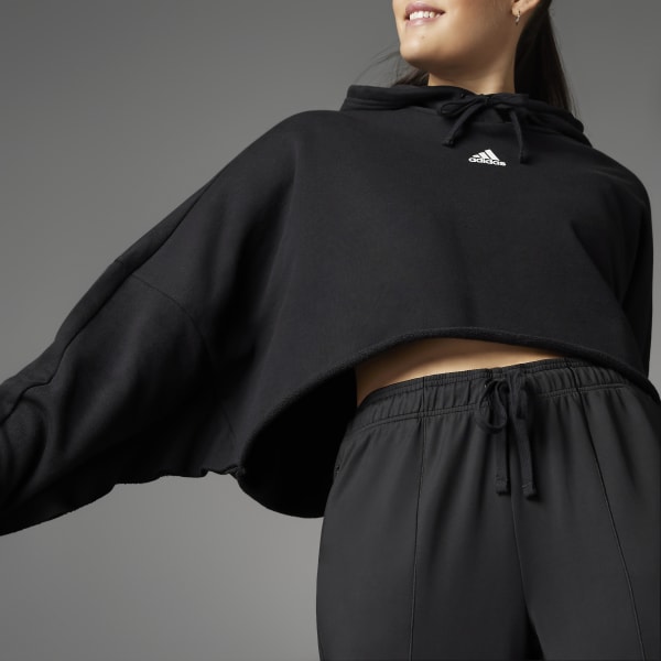 Sort Collective Power Cropped Plus Size hættetrøje