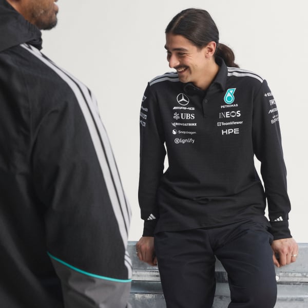 Negro POLERA CON CUELLO MERCEDES - AMG PETRONAS F1 TEAM ENGINEERS DE MANGA LARGA