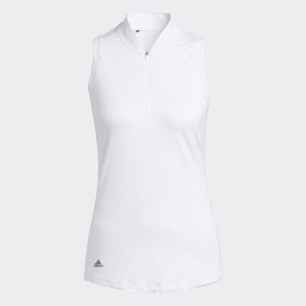White Racerback Sleeveless Polo Shirt