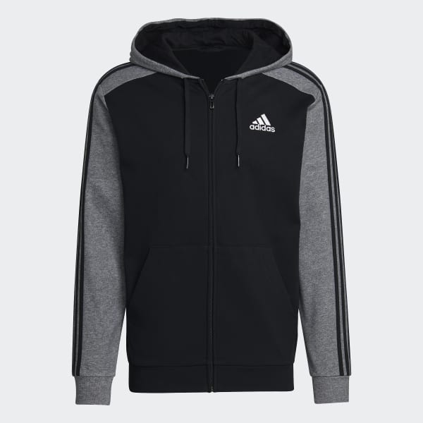 US | Terry Lifestyle Black Essentials | adidas French adidas Full-Zip Men\'s Mélange - Hoodie