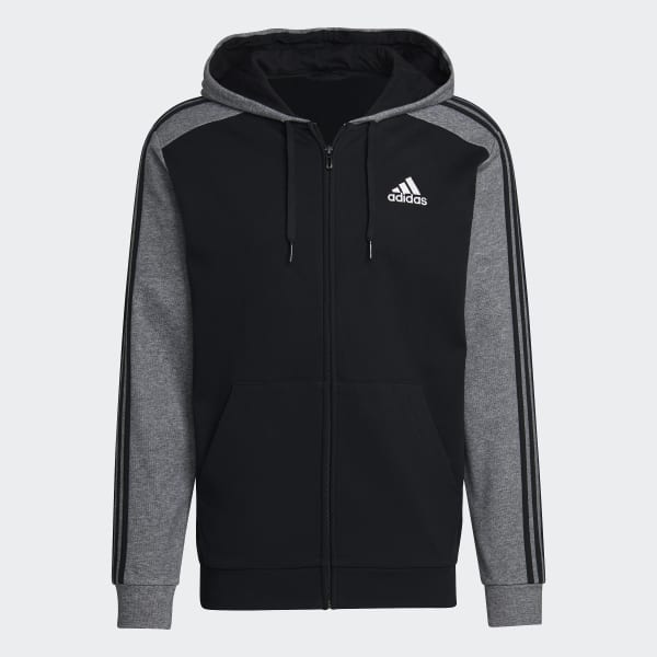 adidas Essentials Mélange French Terry Full-Zip Hoodie - Black | Men's  Lifestyle | adidas US